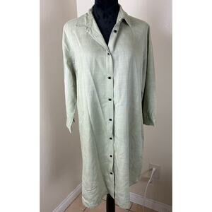 Zara Military Green Tencel Chambray Tunic Dress - Large